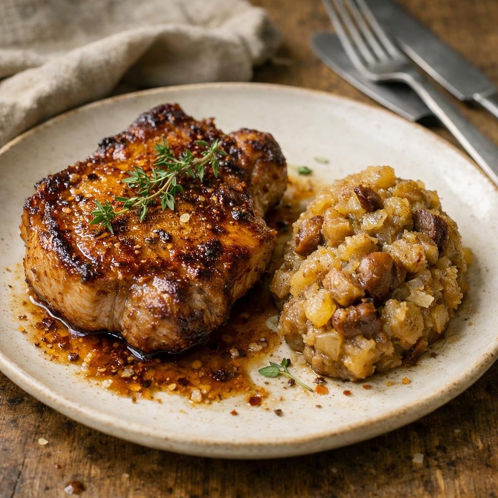 côte de porc caramélisée