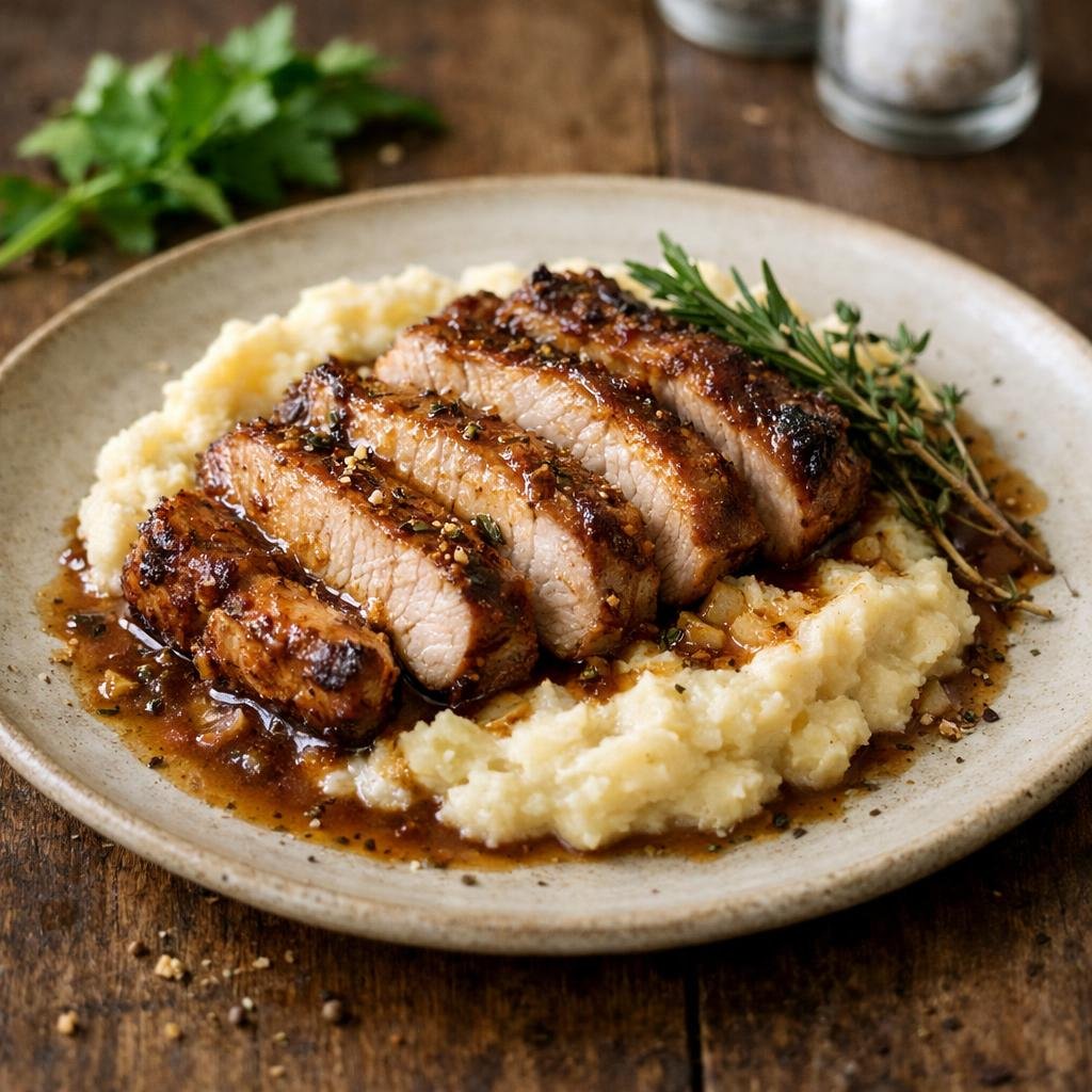 Côte de porc confite