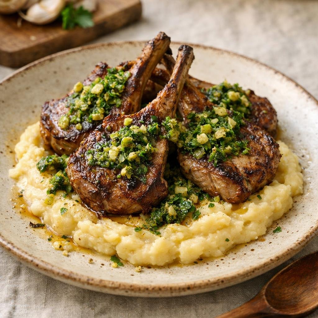Côtelettes d'agneau curry vert