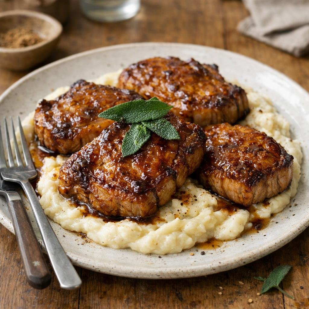 côtelettes de porc caramélisées