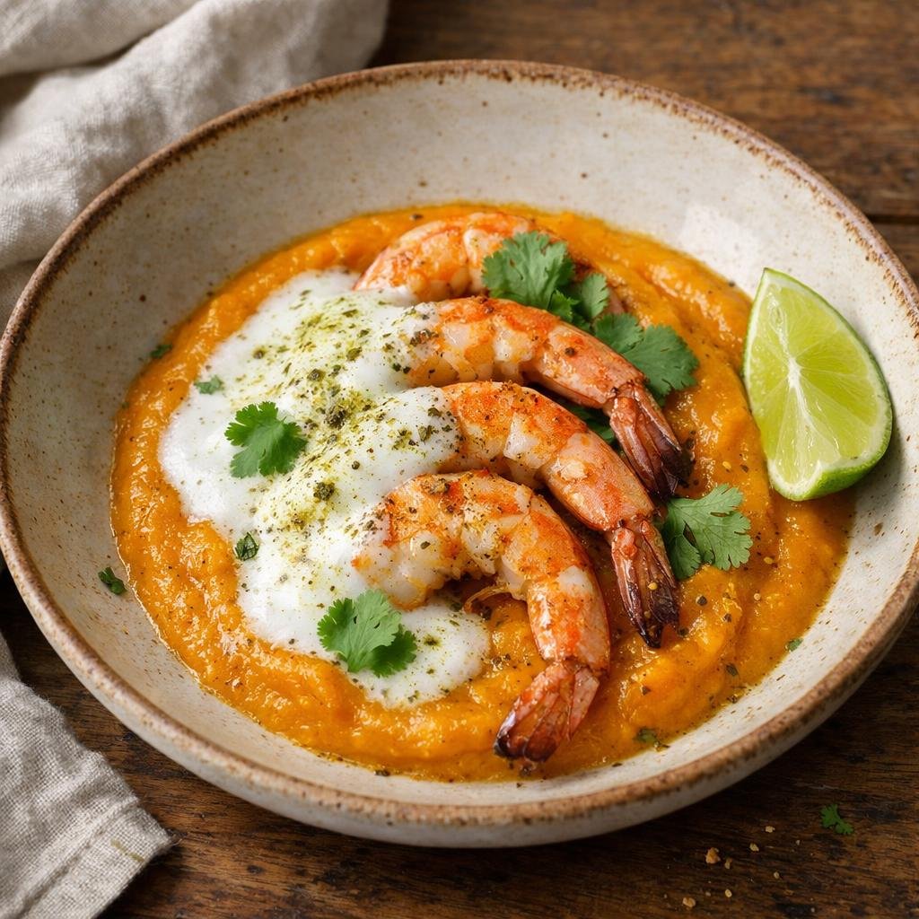 crevettes rôties potimarron