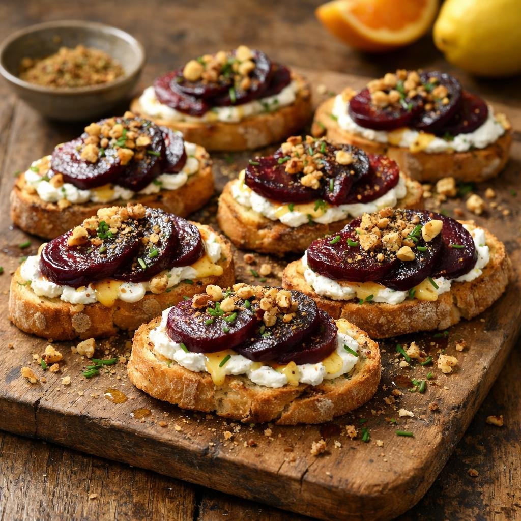Crostini betterave‑chèvre