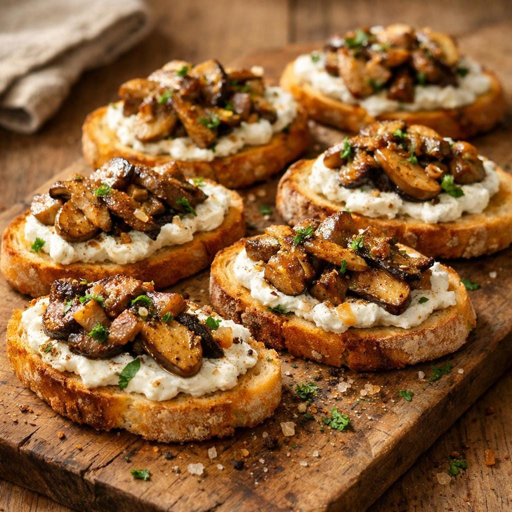 Crostini cèpes ricotta et Sel Fumé Grand Cru