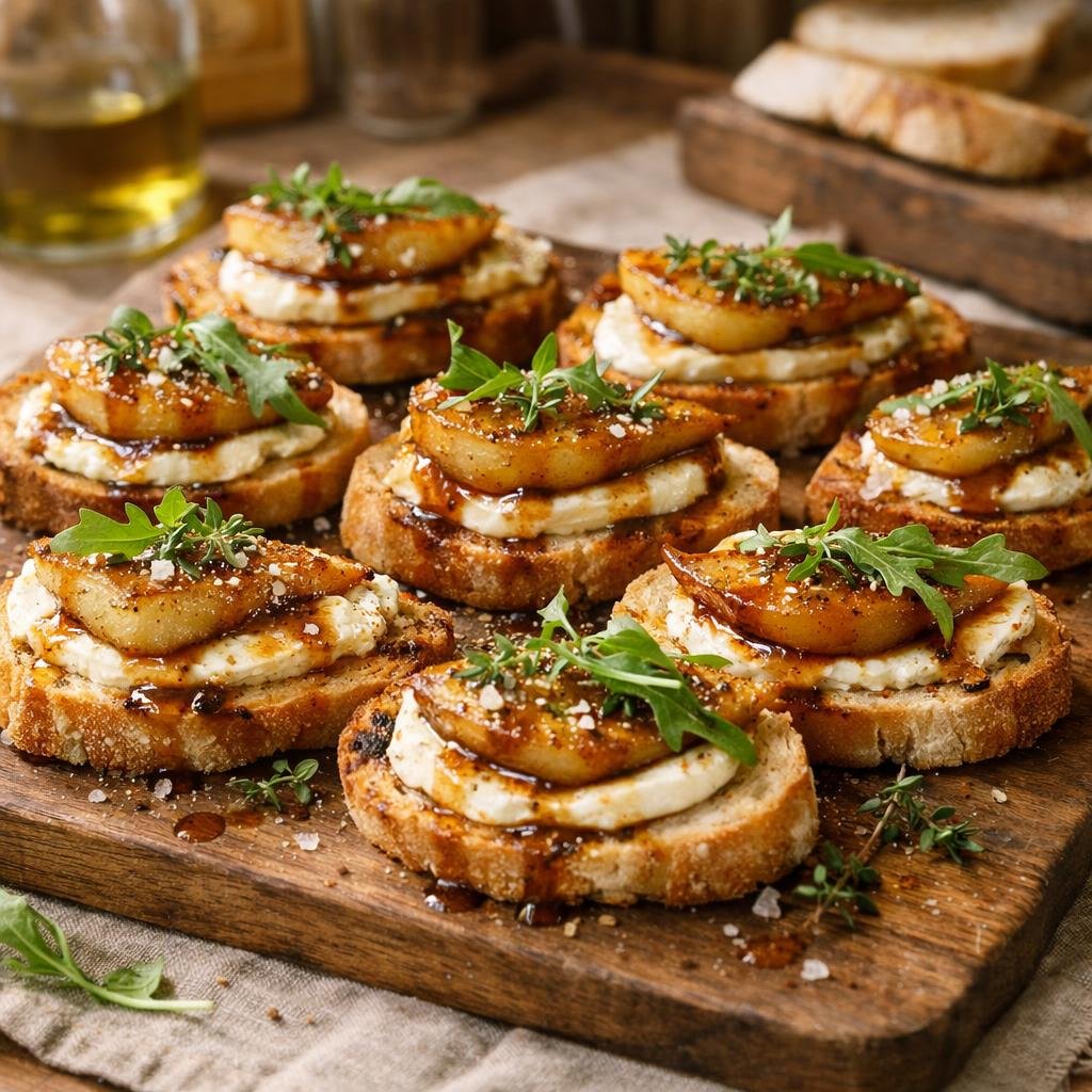 Crostini chèvre poire