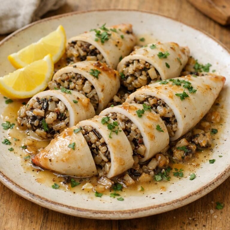 Encornets farcis champignons