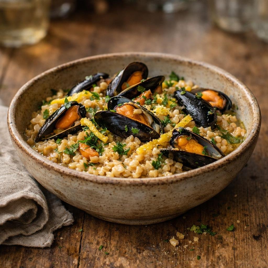 Épeautre crémeux aux moules