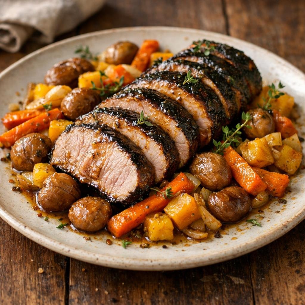 Filet de porc laqué spiruline