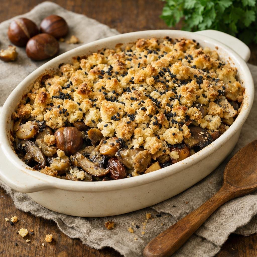 Gratin châtaignes sésame noir