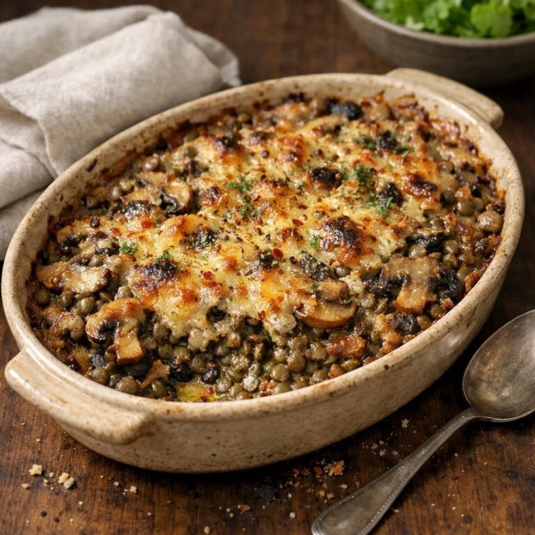 gratin lentilles champignons
