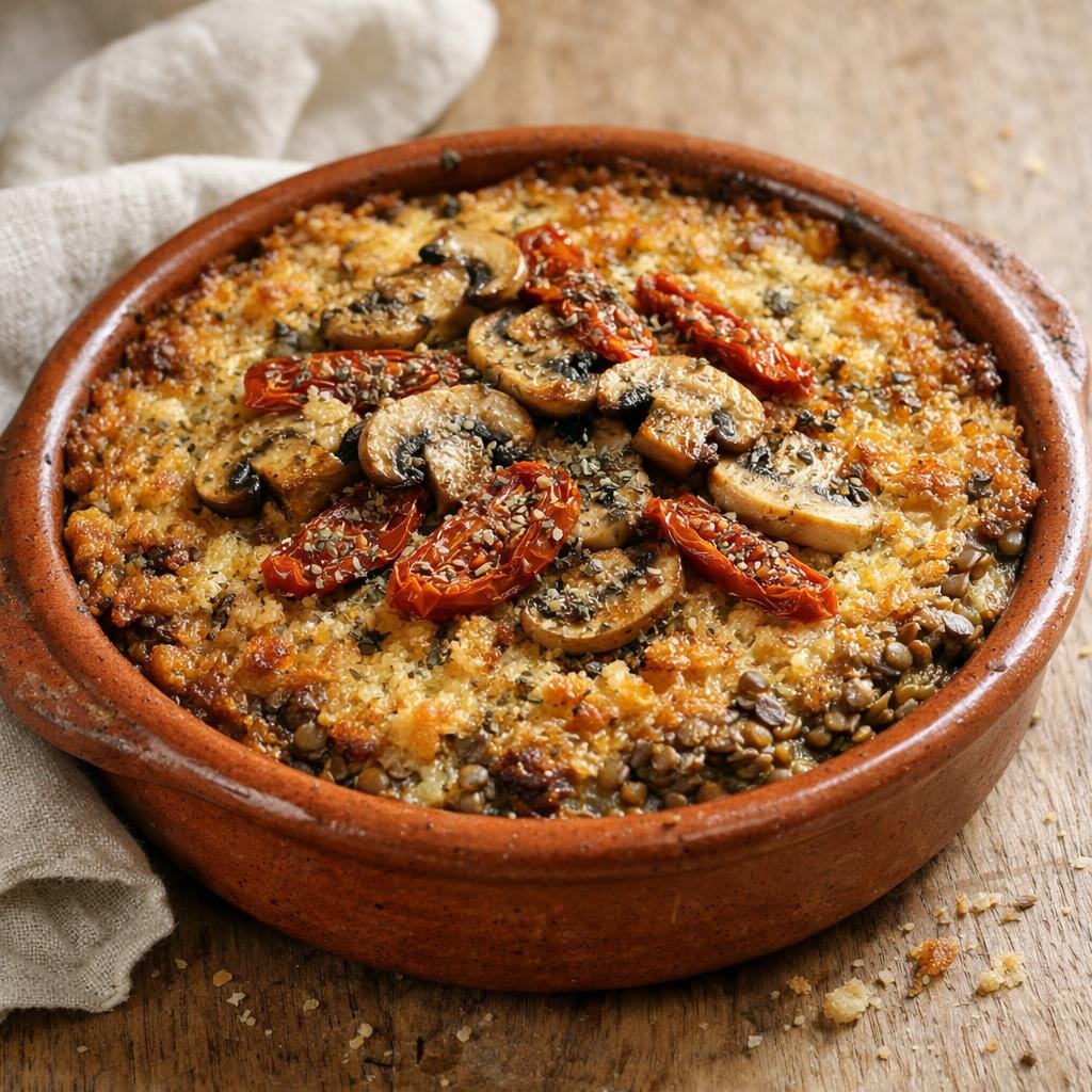 Gratin de lentilles vertes