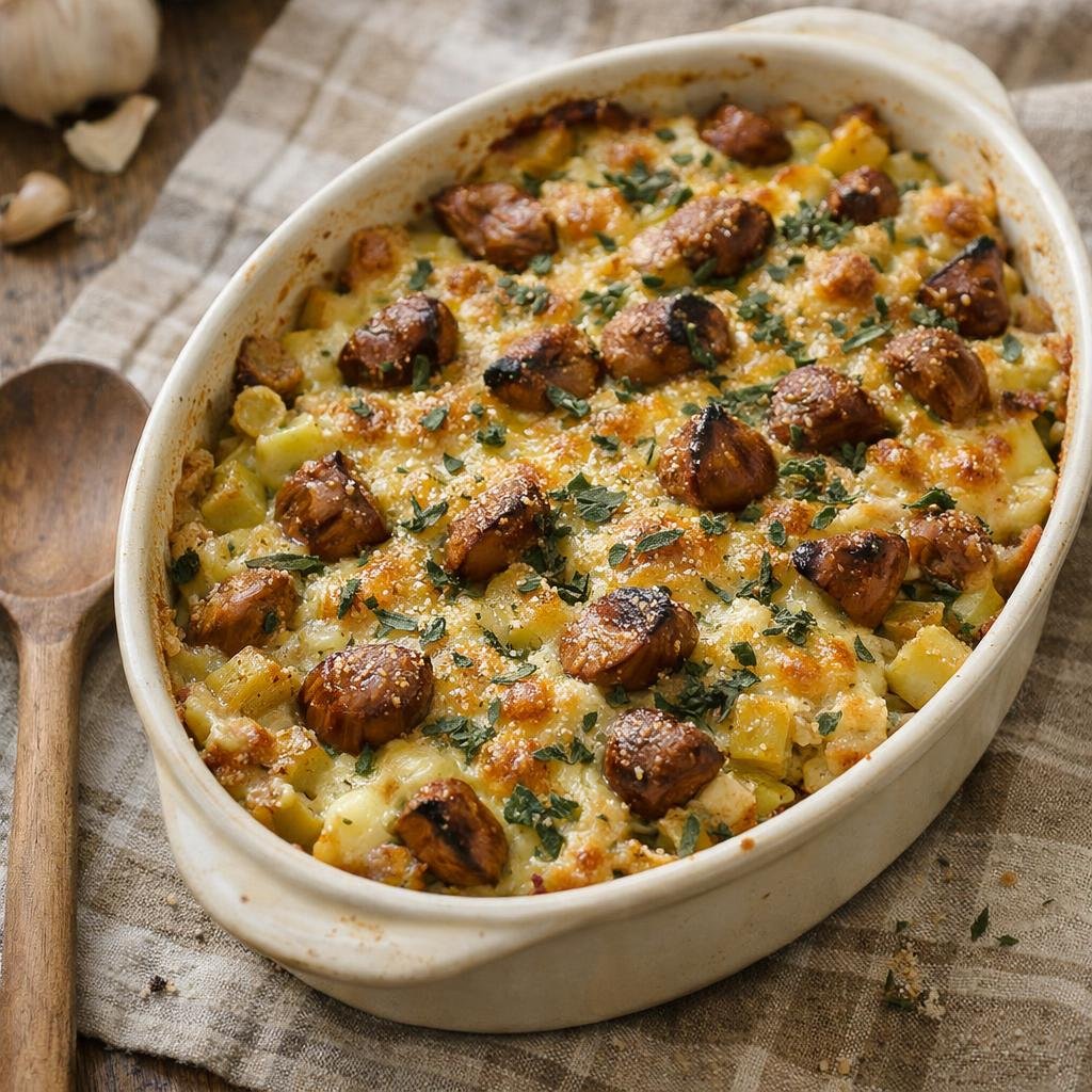 Gratin de poireaux et châtaignes