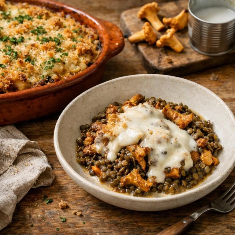 Gratin lentilles girolles