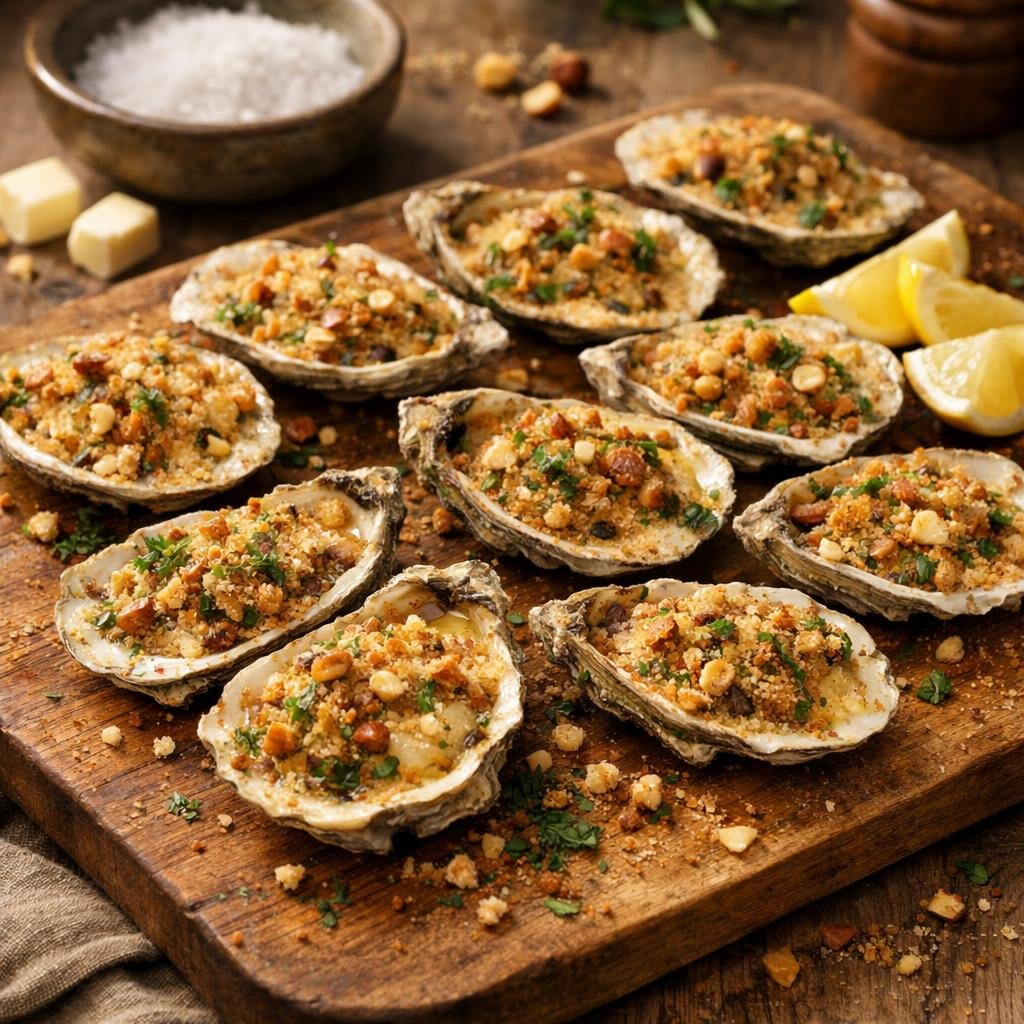 Huîtres chaudes gratinées