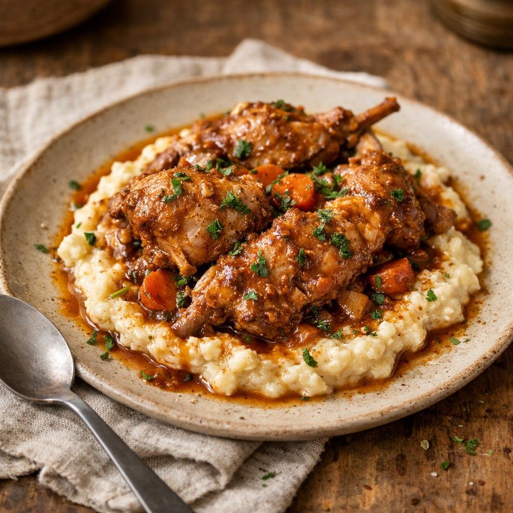lapin braisé au roucou