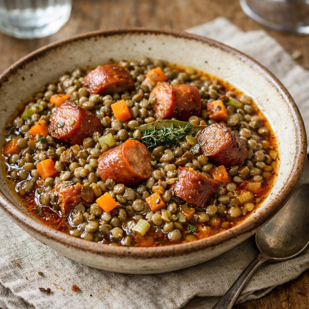 lentilles aux saucisses