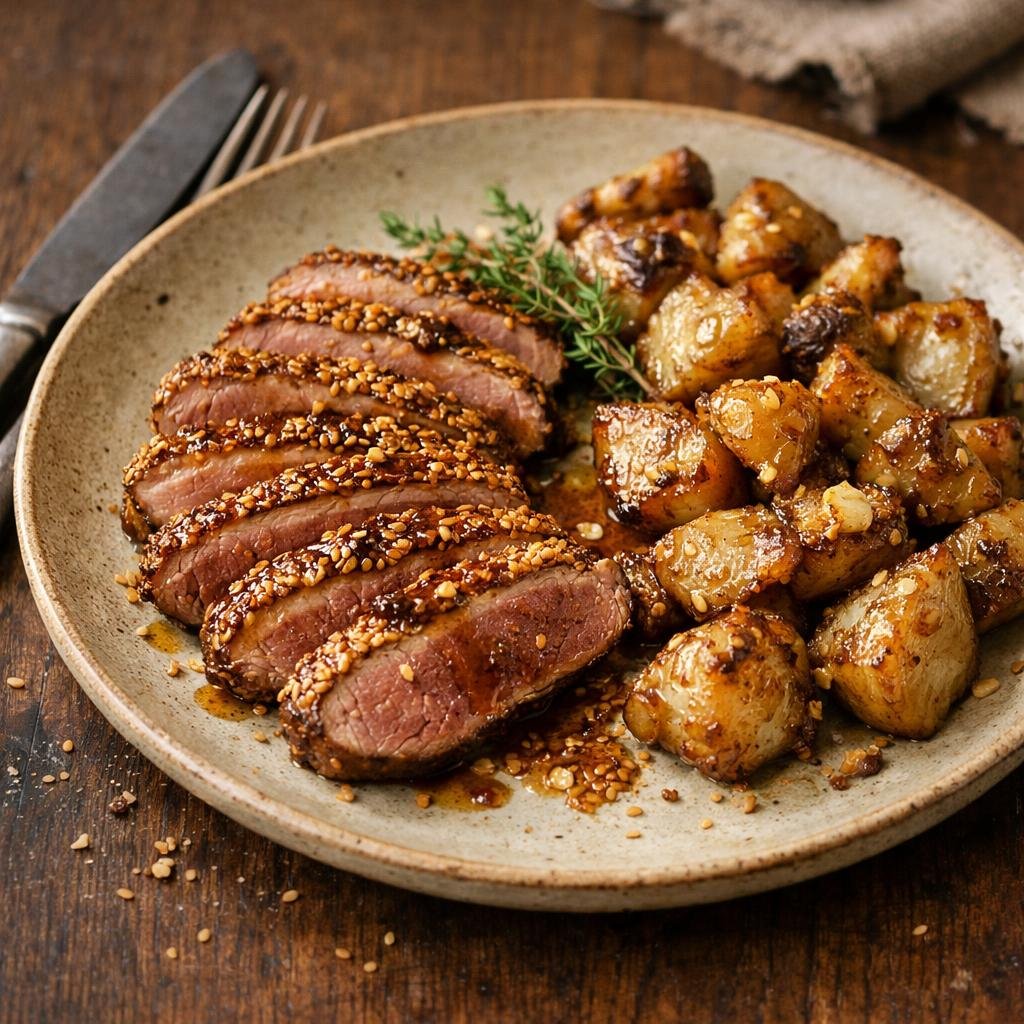 Magret en croûte de sésame