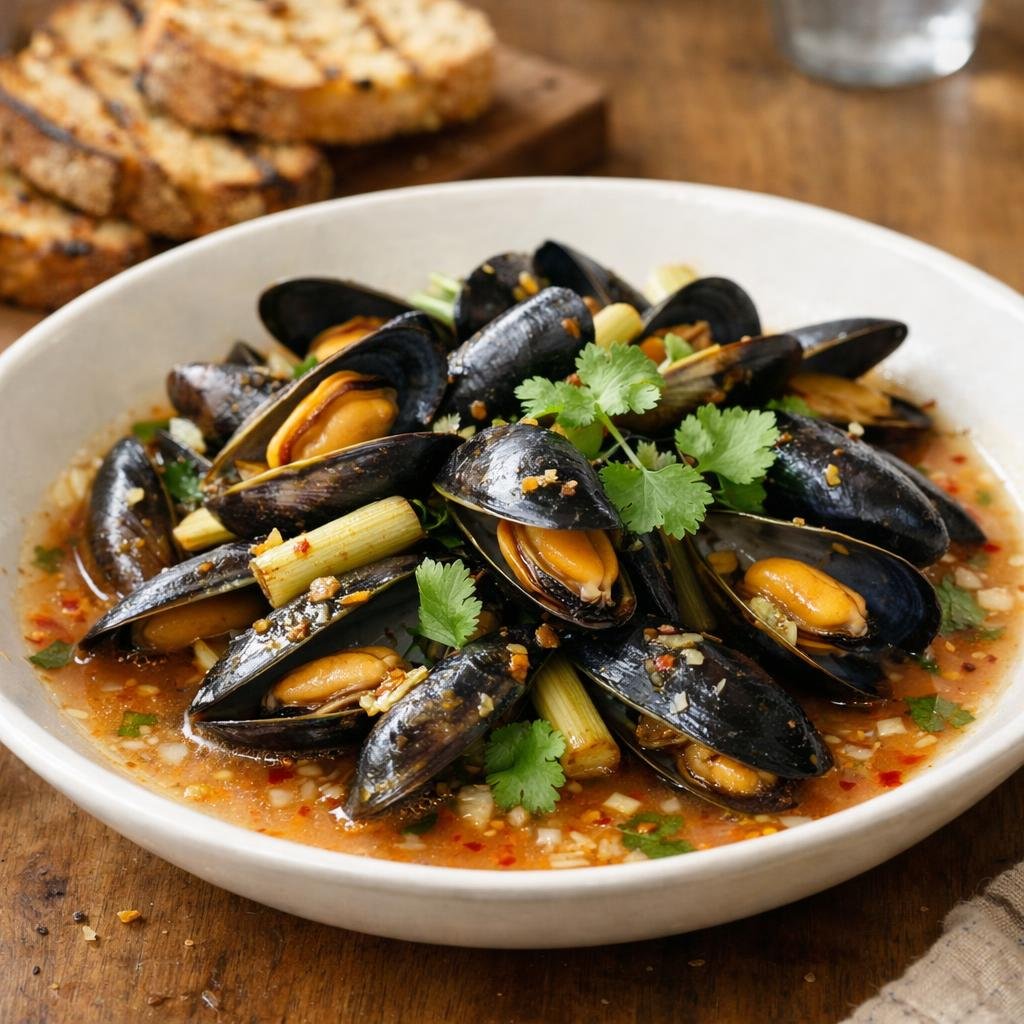 Moules au bouillon parfumé