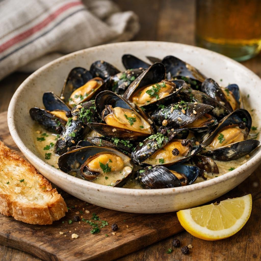 Moules au cidre cubèbe