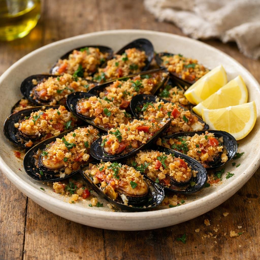 Moules gratinées Tomate Basilic