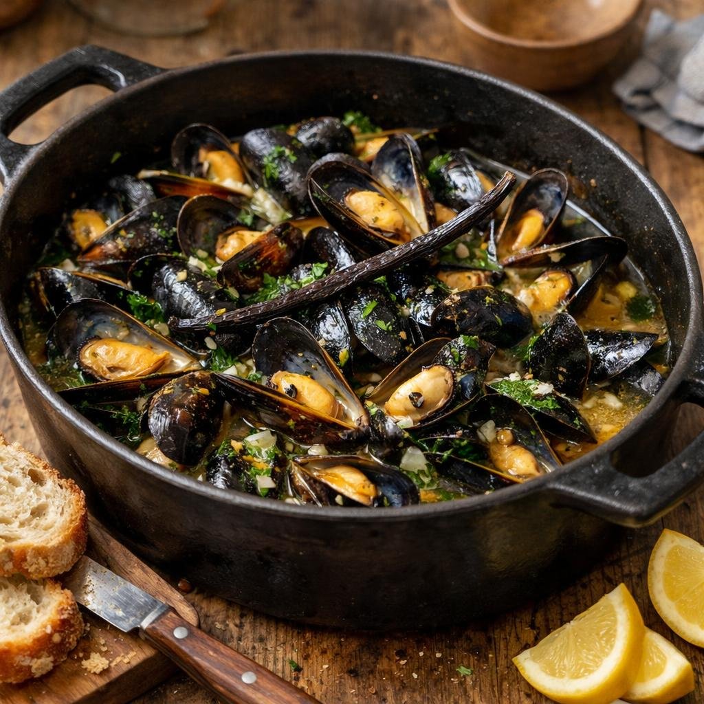 Moules au cidre vanille