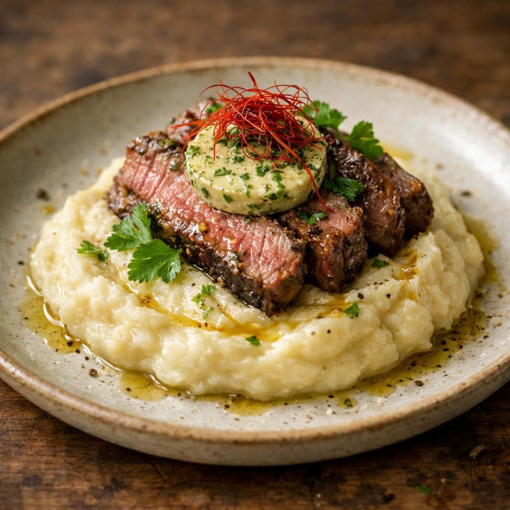 Pavé de bœuf purée