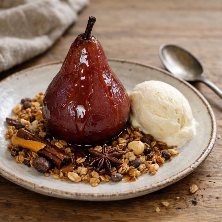poire pochée au vin épicé