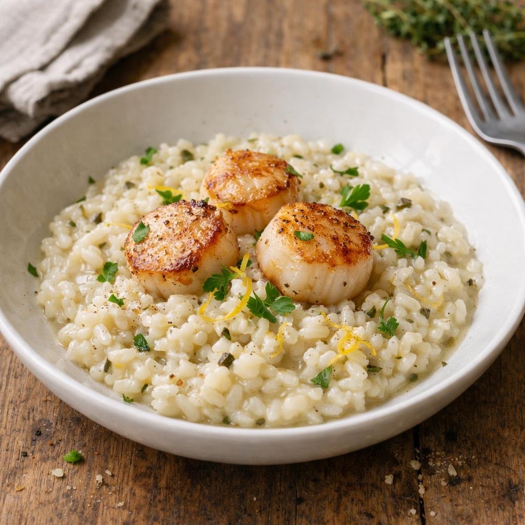 Risotto crémeux aux Saint‑Jacques