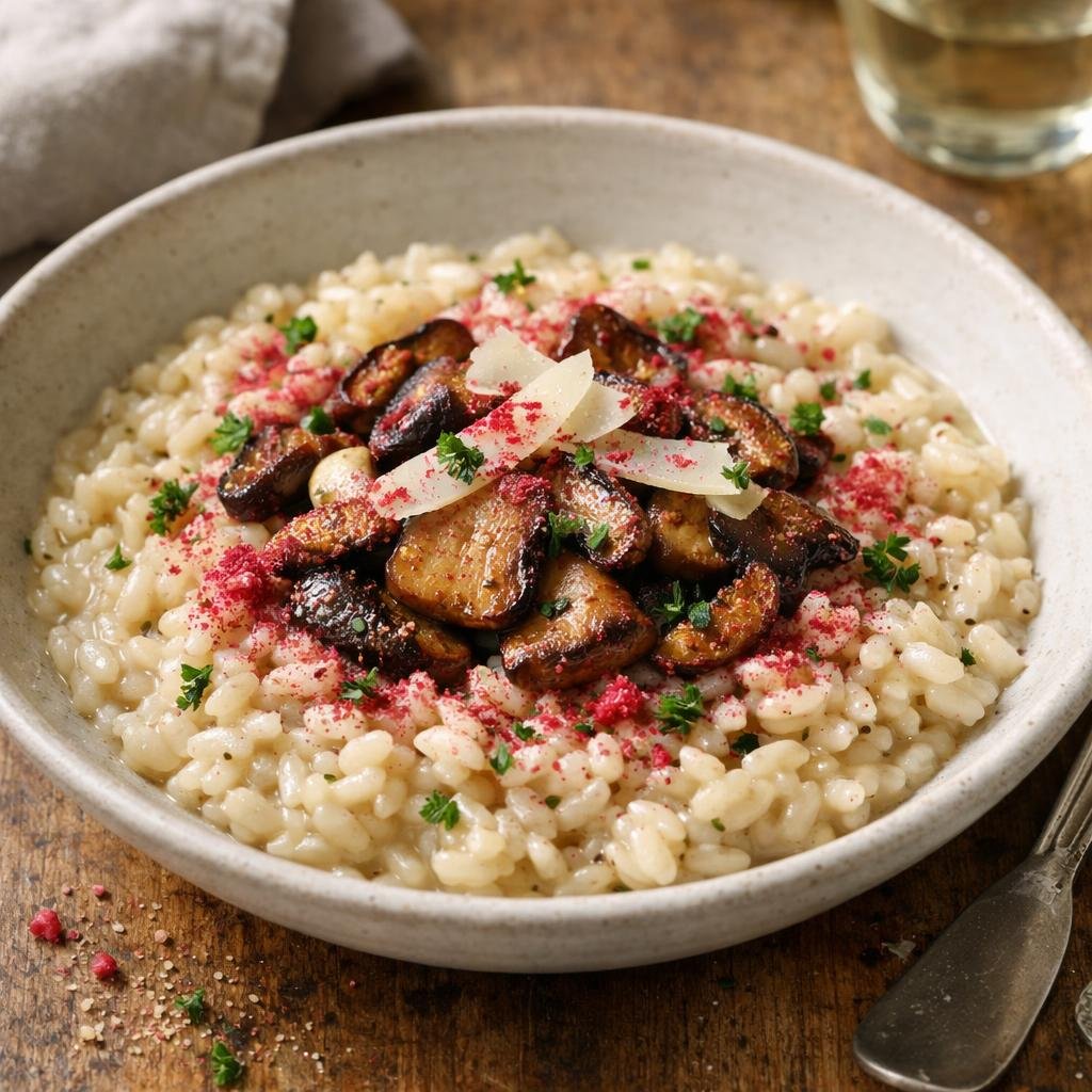 risotto cèpes framboise