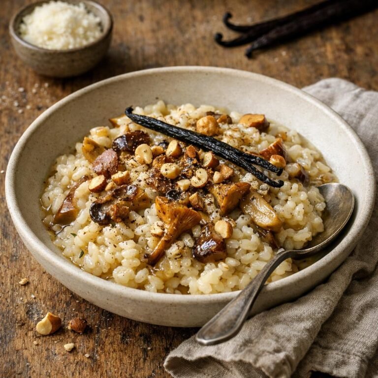Risotto vanille et champignons