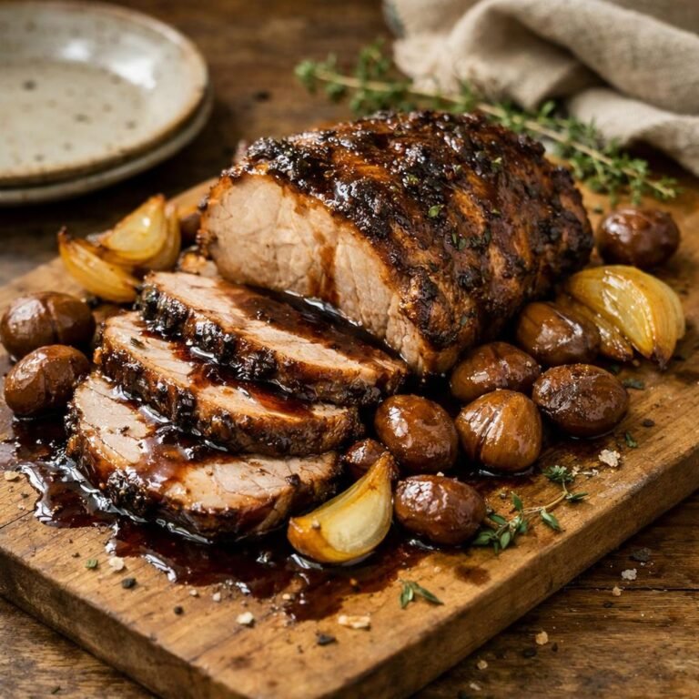 Rôti de porc aux châtaignes
