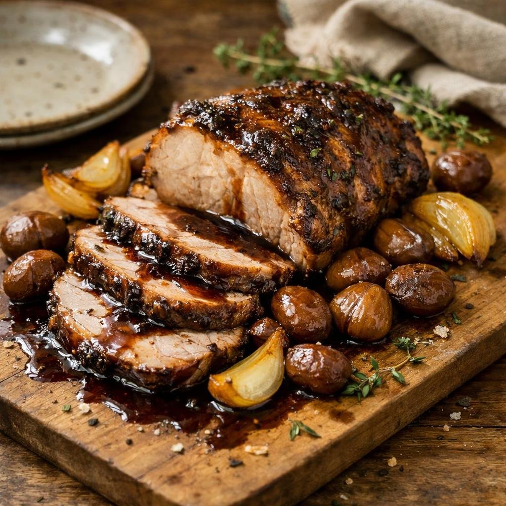 Rôti de porc aux châtaignes