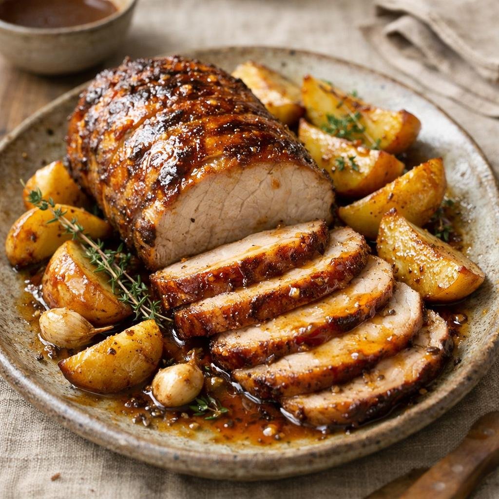 rôti de porc aux pommes
