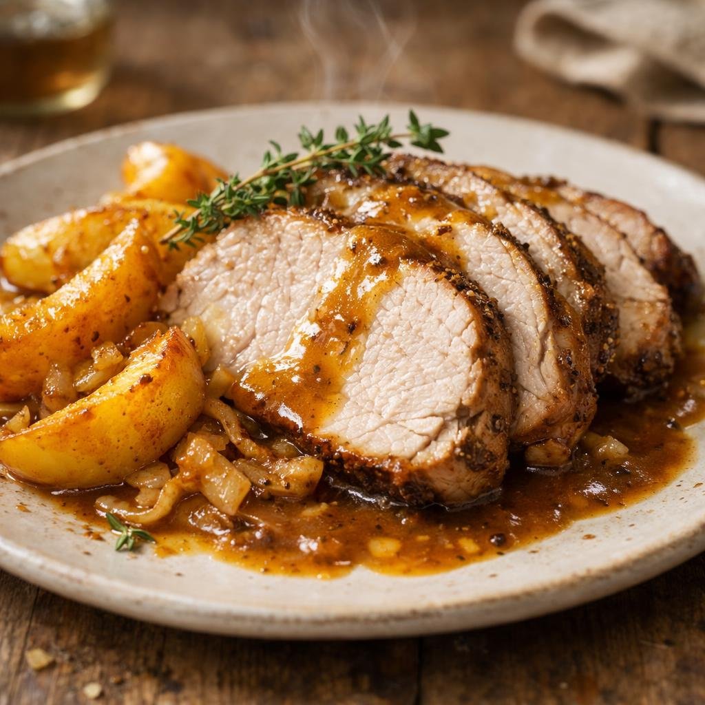 Rôti de porc aux pommes