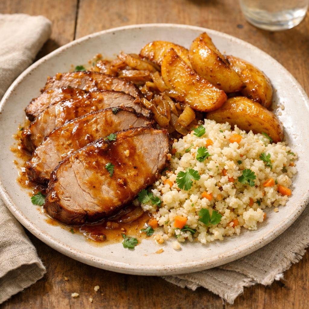 Rôti de porc aux pommes