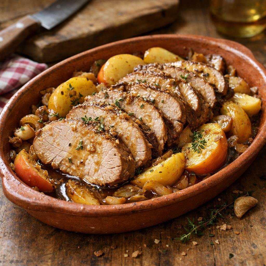 rôti de porc aux pommes
