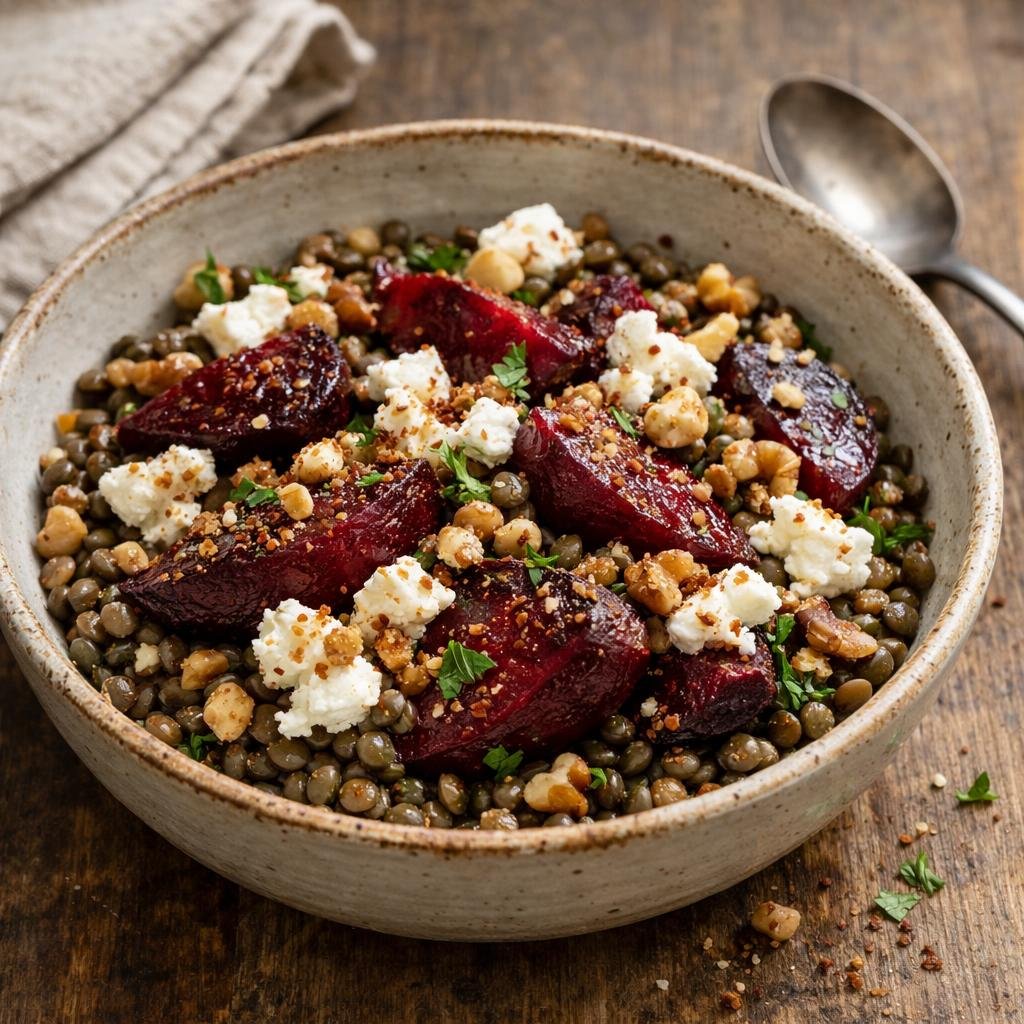 Salade tiède de lentilles