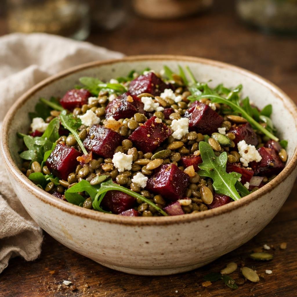 Salade tiède de lentilles