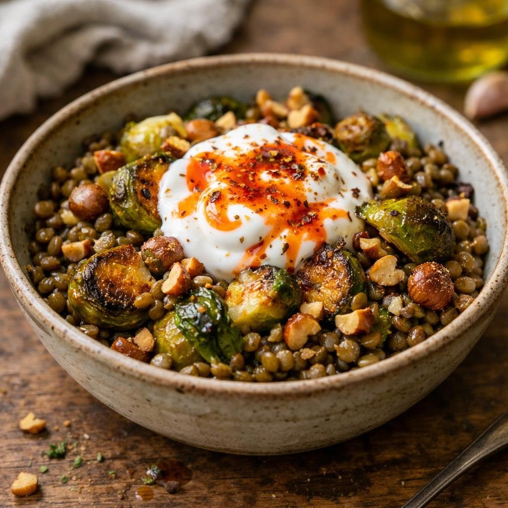 Salade tiède de lentilles