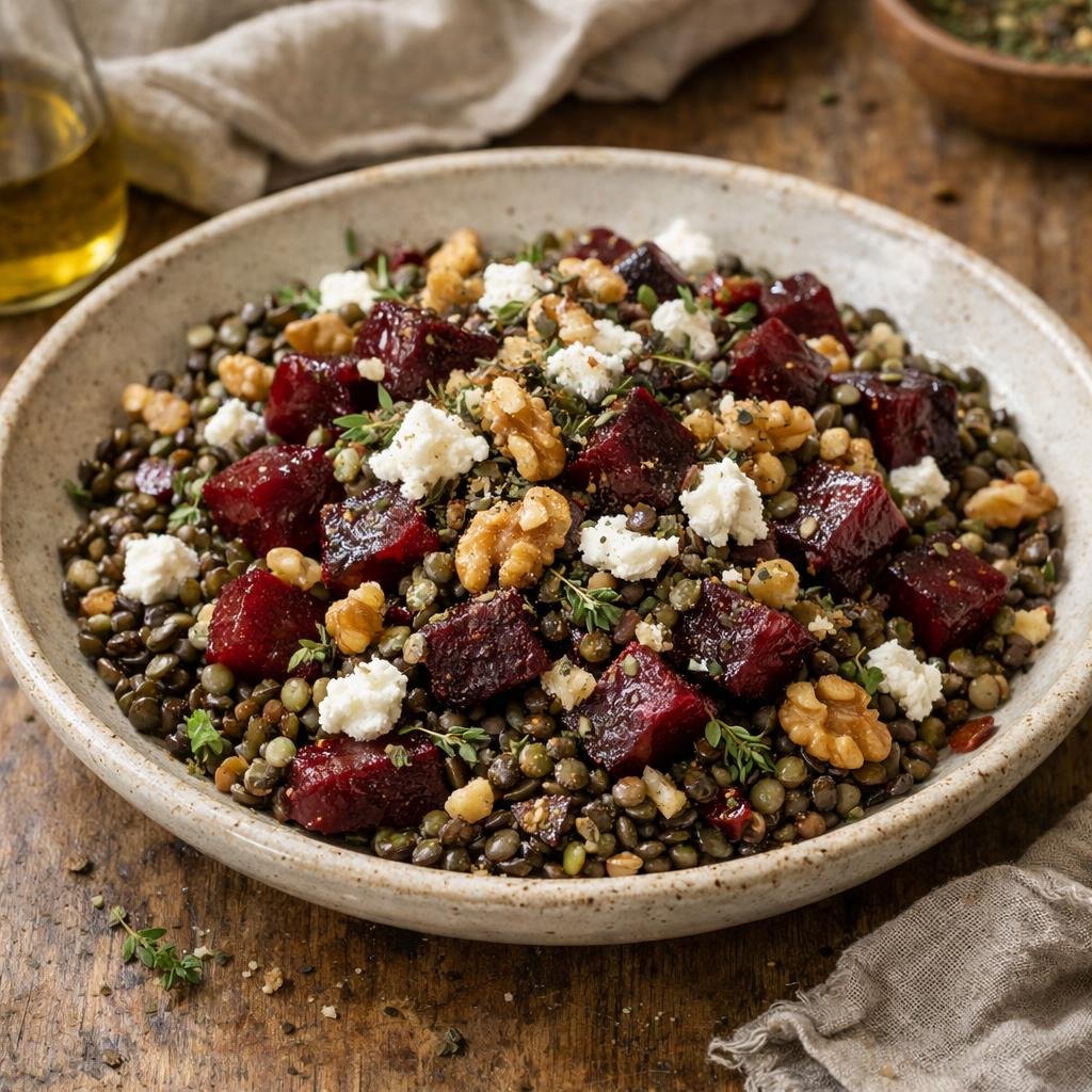 Salade tiède de lentilles