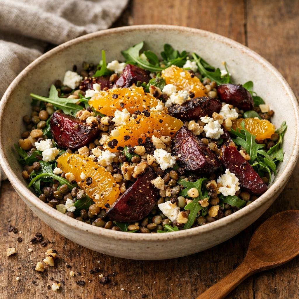 Salade tiède de lentilles