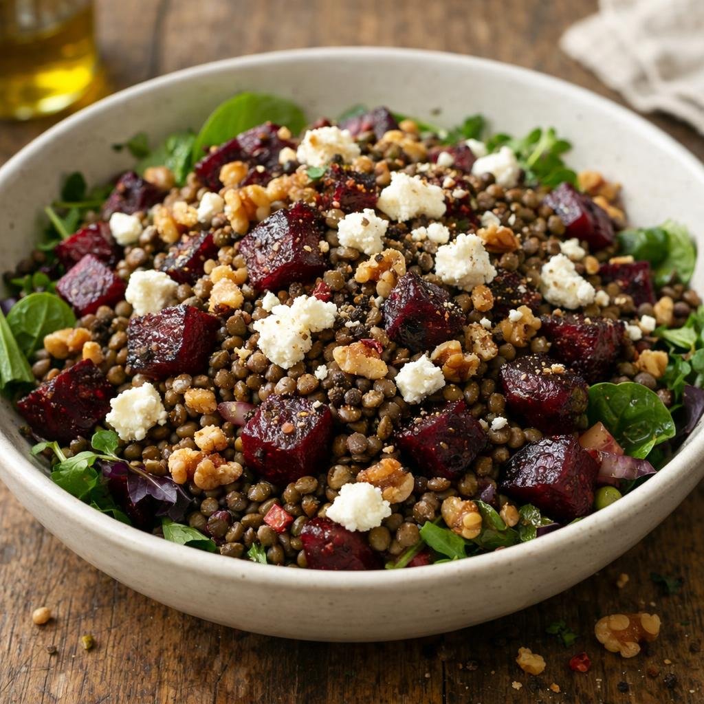 Salade tiède de lentilles