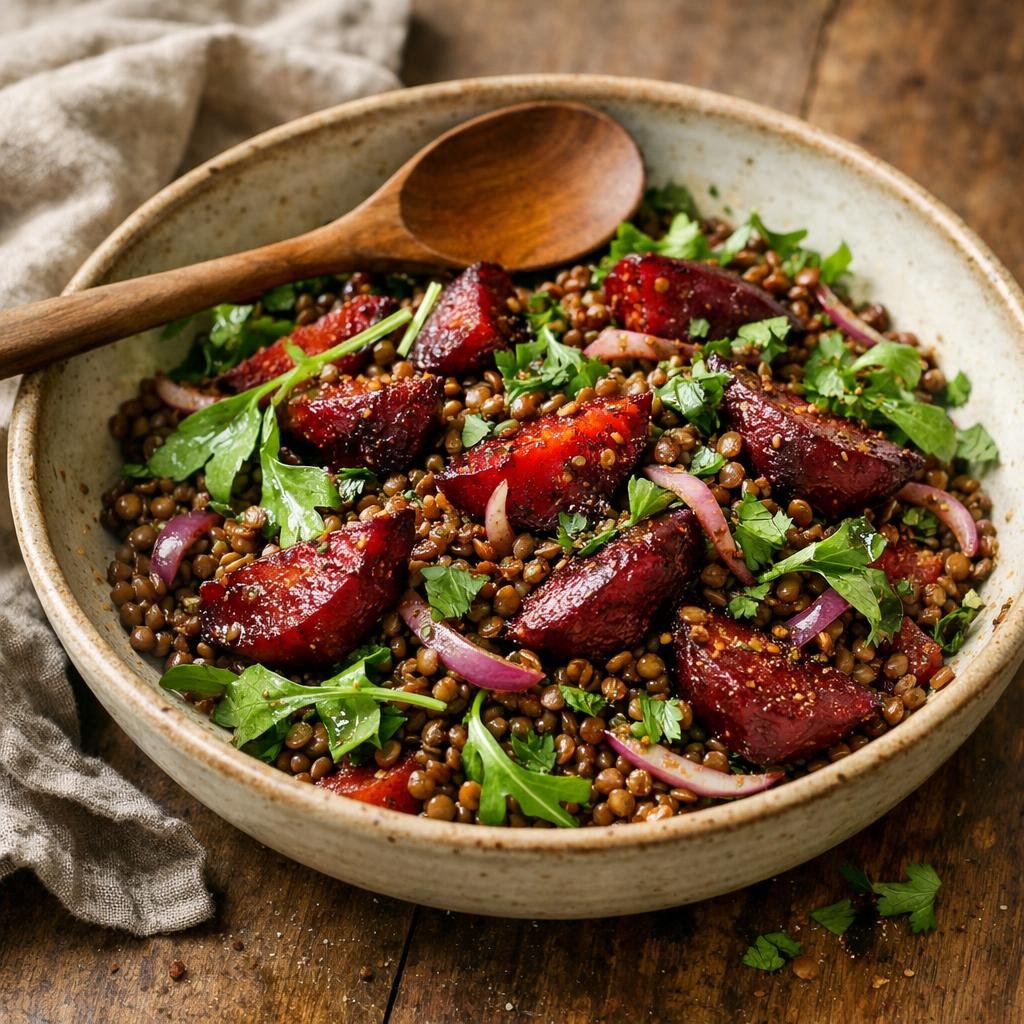 Salade tiède de lentilles