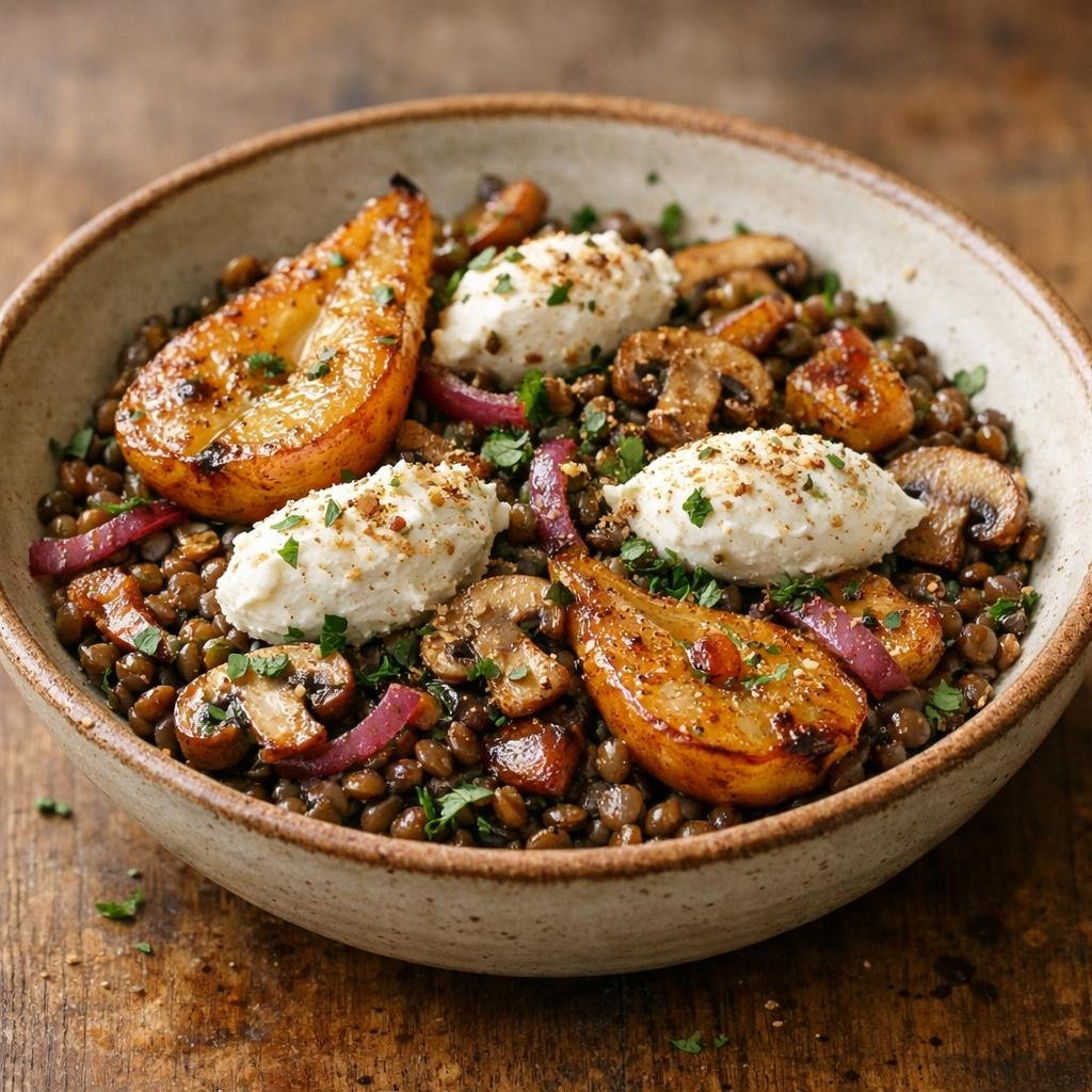 Salade tiède de lentilles