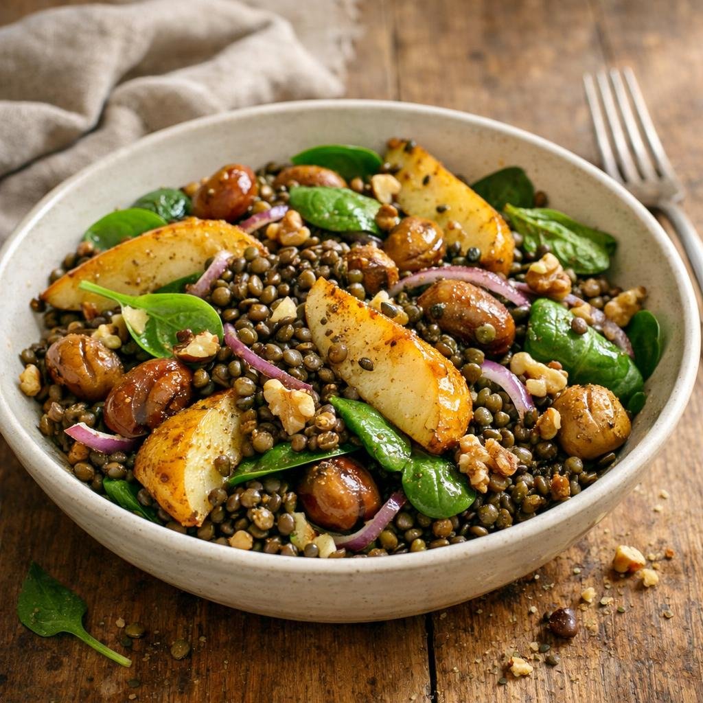 Salade tiède de lentilles