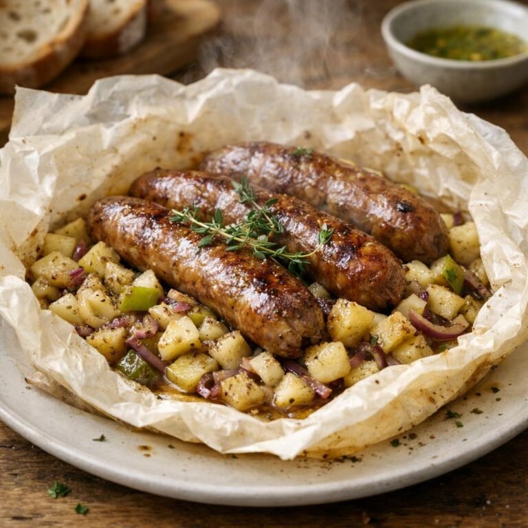 Saucisses de canard en papillote