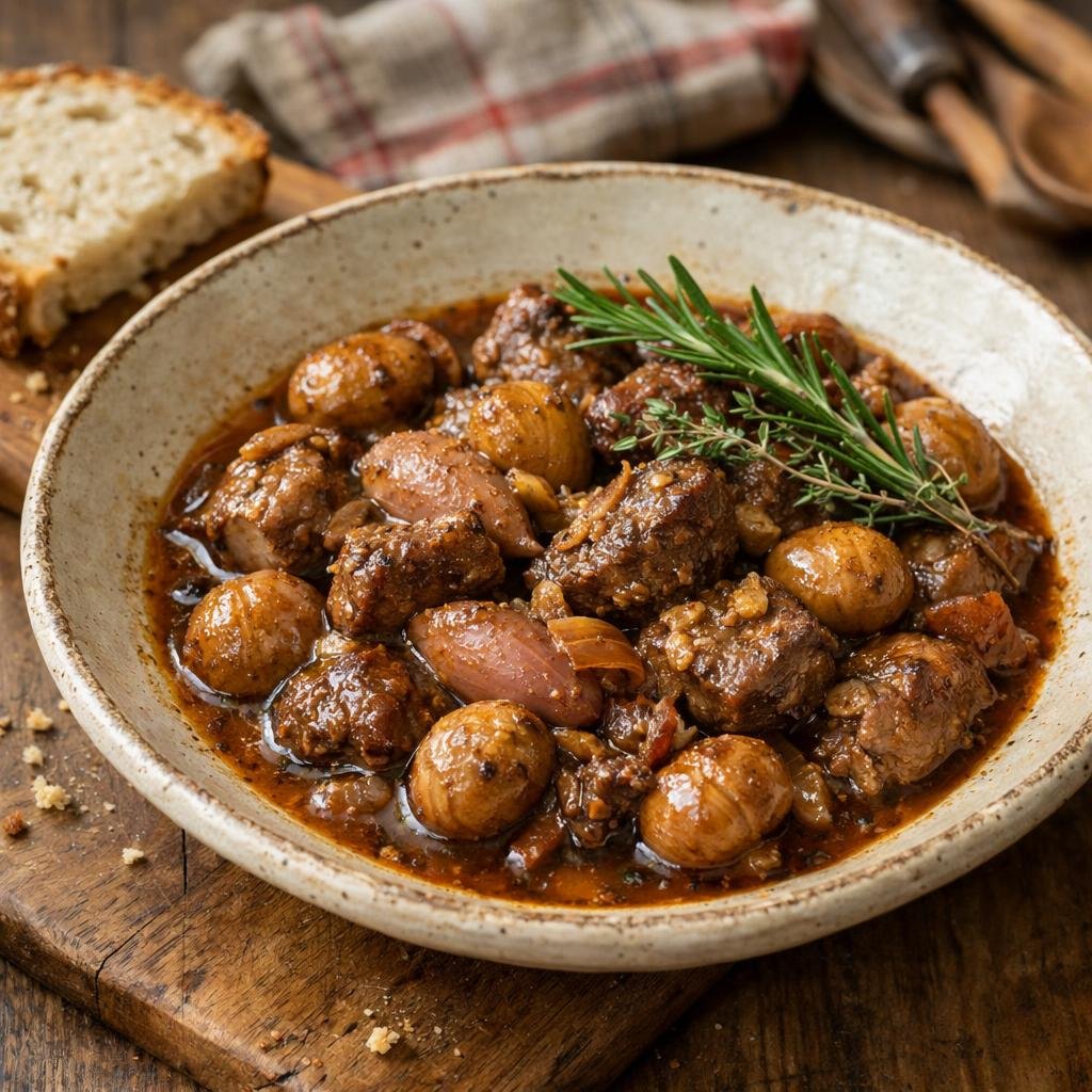 Sauté d'agneau aux châtaignes
