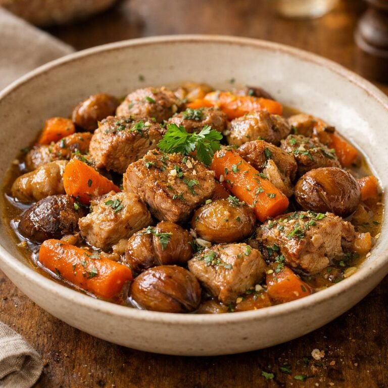 Sauté de porc aux châtaignes