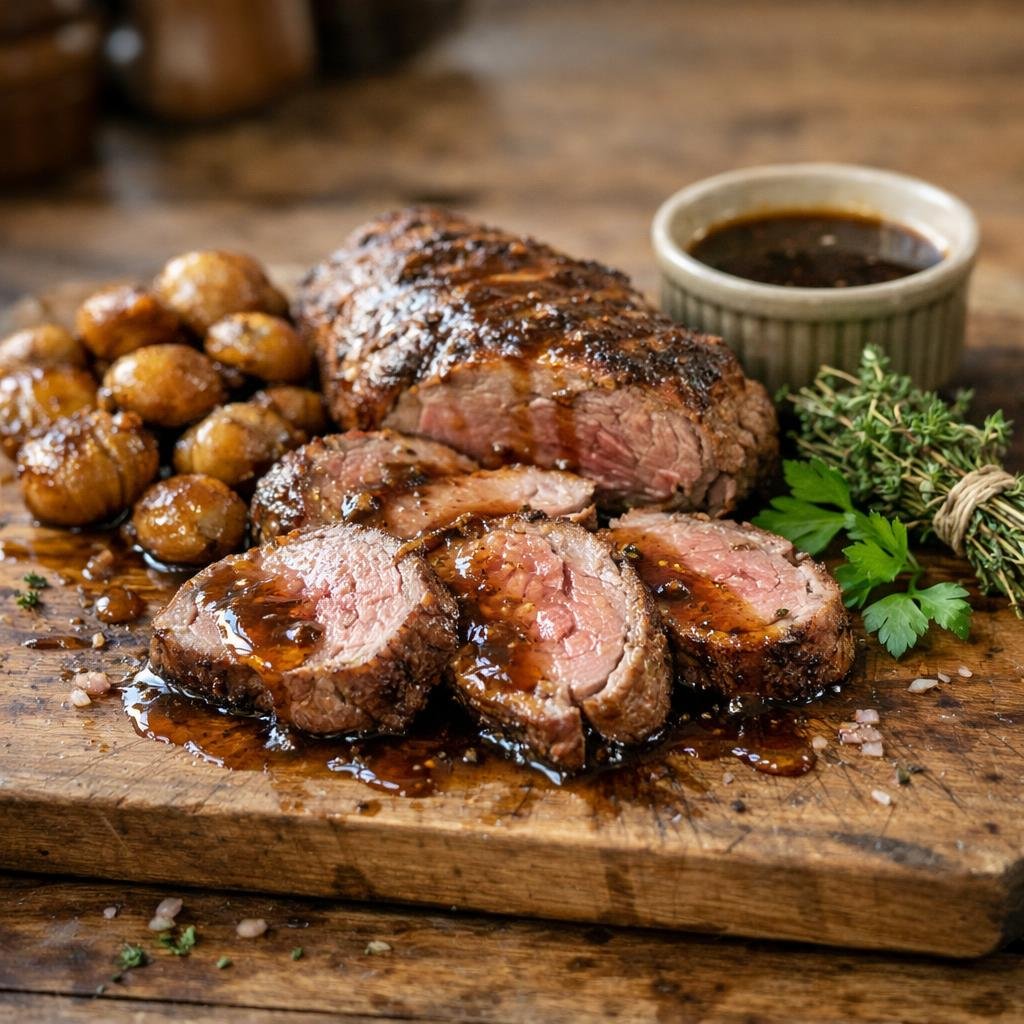 selle d'agneau rôtie