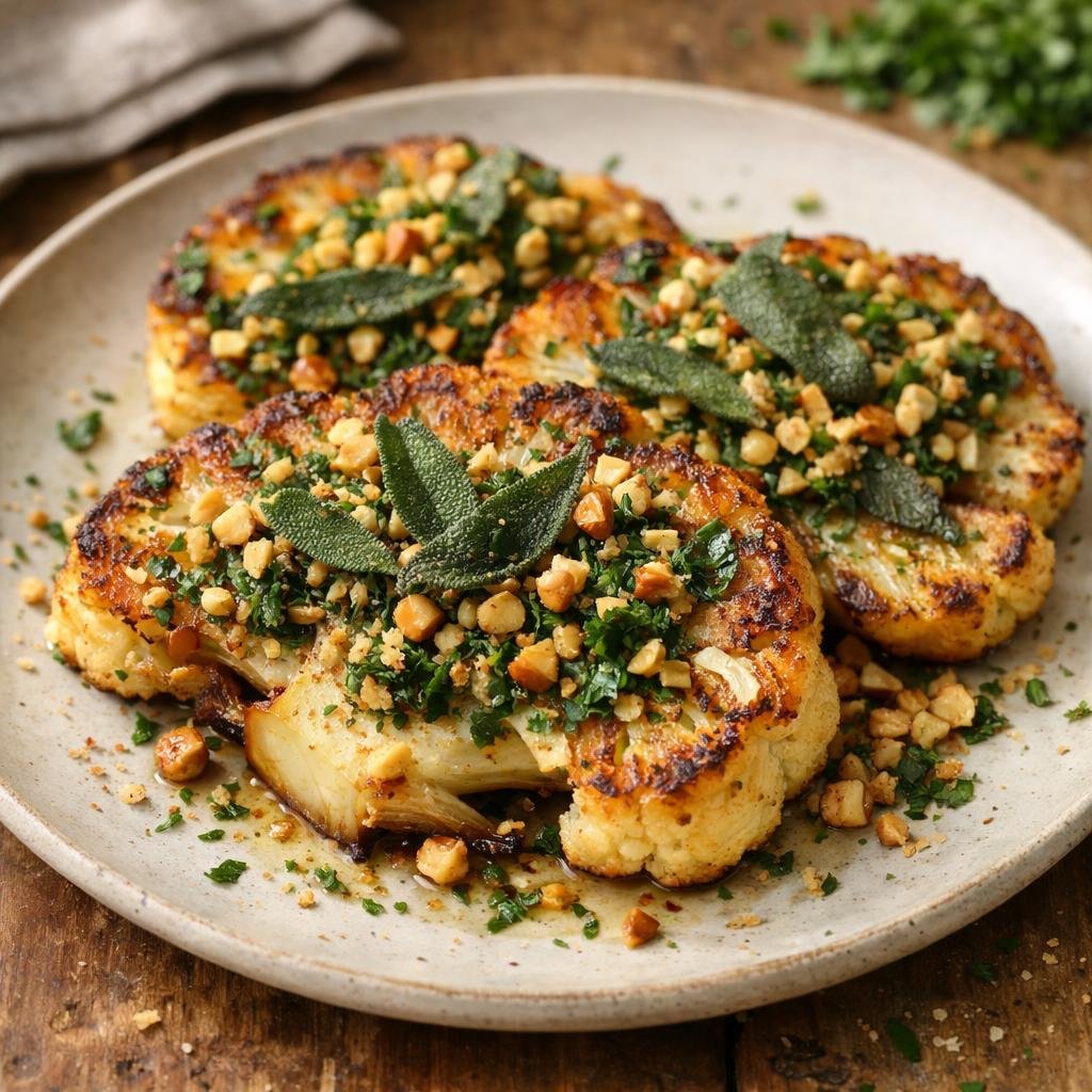 steaks de chou‑fleur rôtis