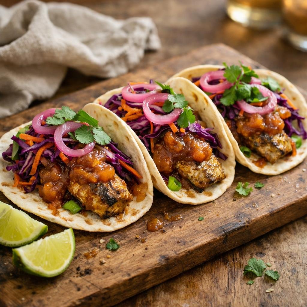 Tacos maquereau curry rouge